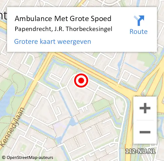 Locatie op kaart van de 112 melding: Ambulance Met Grote Spoed Naar Papendrecht, J.R. Thorbeckesingel op 26 april 2024 11:31