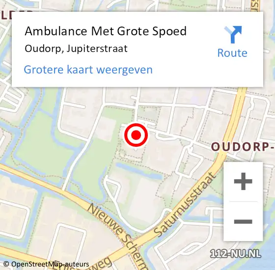 Locatie op kaart van de 112 melding: Ambulance Met Grote Spoed Naar Oudorp, Jupiterstraat op 26 april 2024 11:31
