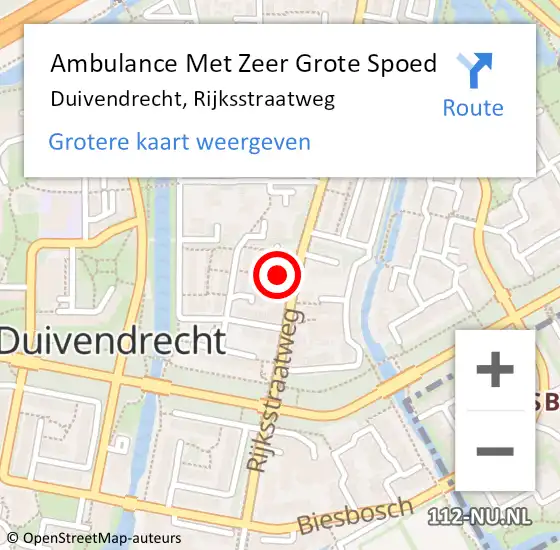 Locatie op kaart van de 112 melding: Ambulance Met Zeer Grote Spoed Naar Duivendrecht, Rijksstraatweg op 26 april 2024 11:36