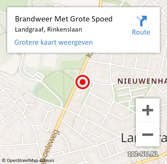 Locatie op kaart van de 112 melding: Brandweer Met Grote Spoed Naar Landgraaf, Rinkenslaan op 26 april 2024 11:40