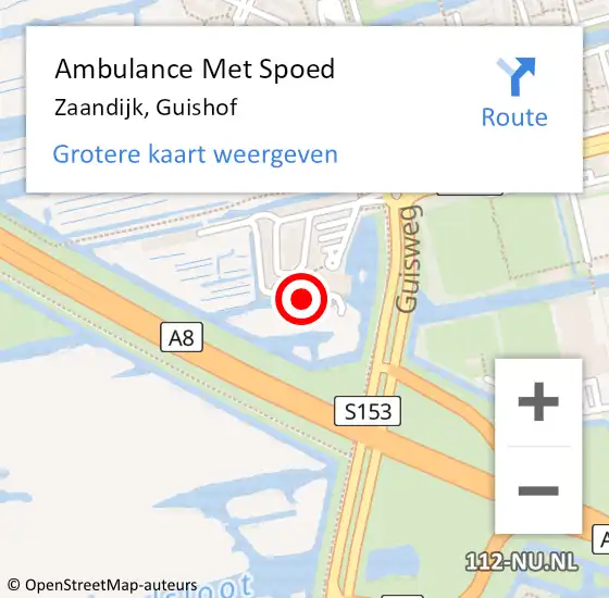 Locatie op kaart van de 112 melding: Ambulance Met Spoed Naar Zaandijk, Guishof op 26 april 2024 11:46