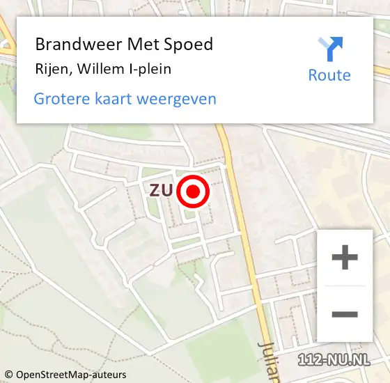 Locatie op kaart van de 112 melding: Brandweer Met Spoed Naar Rijen, Willem I-plein op 26 april 2024 11:51