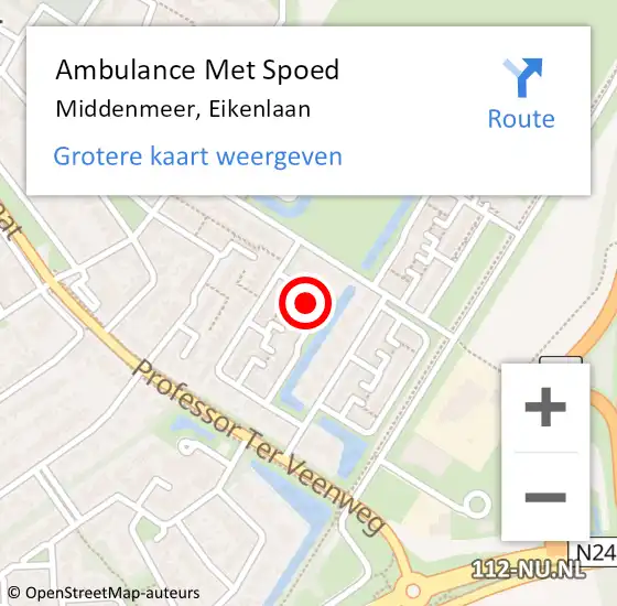 Locatie op kaart van de 112 melding: Ambulance Met Spoed Naar Middenmeer, Eikenlaan op 26 april 2024 12:15