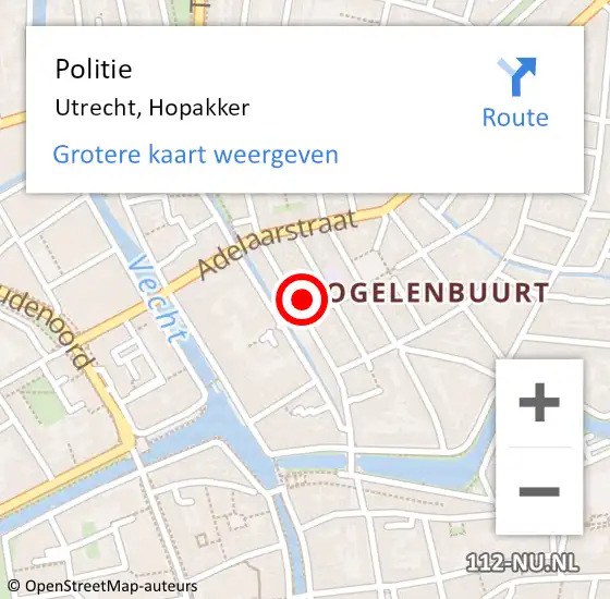 Locatie op kaart van de 112 melding: Politie Utrecht, Hopakker op 26 april 2024 12:24