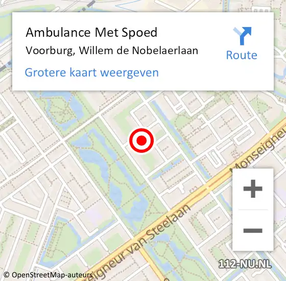 Locatie op kaart van de 112 melding: Ambulance Met Spoed Naar Voorburg, Willem de Nobelaerlaan op 26 april 2024 12:39
