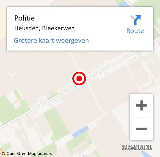 Locatie op kaart van de 112 melding: Politie Heusden, Bleekerweg op 26 april 2024 13:02