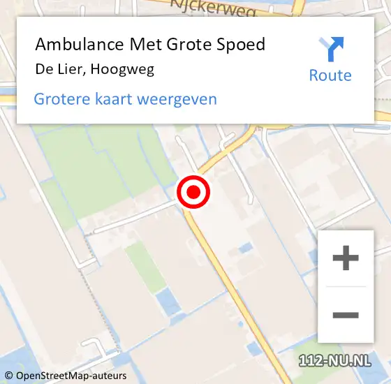 Locatie op kaart van de 112 melding: Ambulance Met Grote Spoed Naar De Lier, Hoogweg op 26 april 2024 13:04