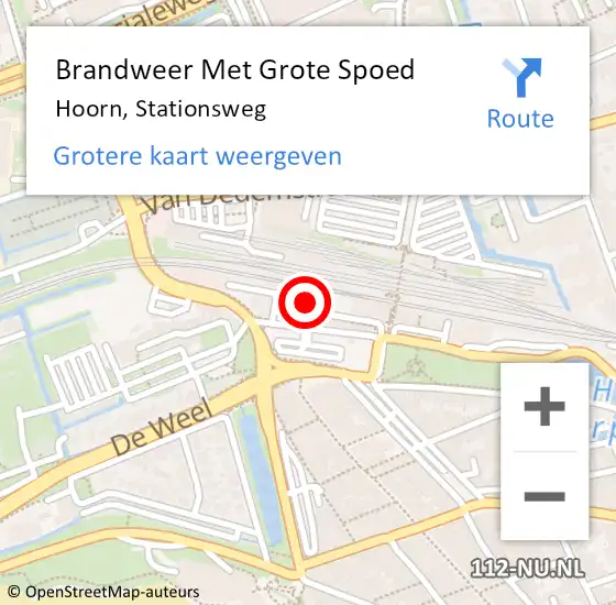 Locatie op kaart van de 112 melding: Brandweer Met Grote Spoed Naar Hoorn, Stationsweg op 26 april 2024 13:04
