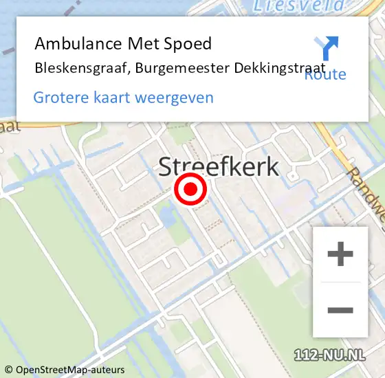 Locatie op kaart van de 112 melding: Ambulance Met Spoed Naar Bleskensgraaf, Burgemeester Dekkingstraat op 26 april 2024 13:22