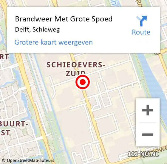 Locatie op kaart van de 112 melding: Brandweer Met Grote Spoed Naar Delft, Schieweg op 26 april 2024 13:24