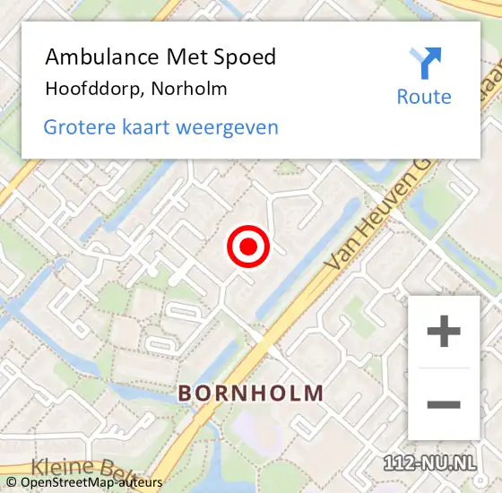 Locatie op kaart van de 112 melding: Ambulance Met Spoed Naar Hoofddorp, Norholm op 26 april 2024 13:38