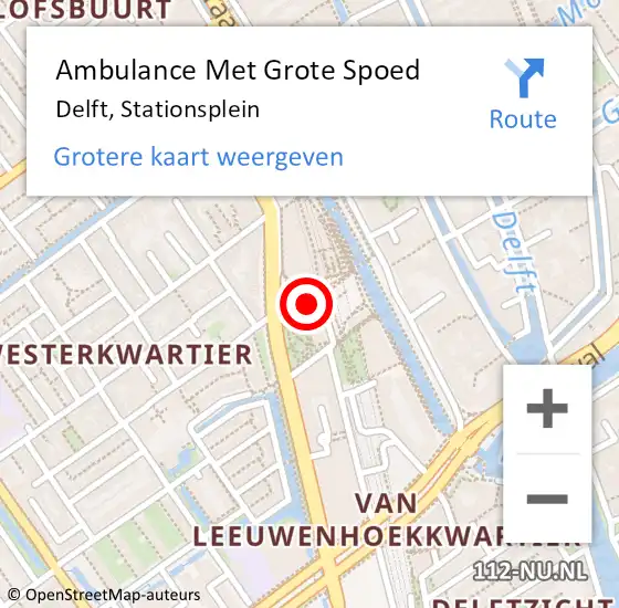 Locatie op kaart van de 112 melding: Ambulance Met Grote Spoed Naar Delft, Stationsplein op 26 april 2024 13:39