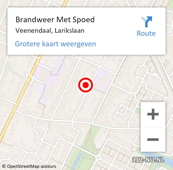Locatie op kaart van de 112 melding: Brandweer Met Spoed Naar Veenendaal, Larikslaan op 26 april 2024 13:48
