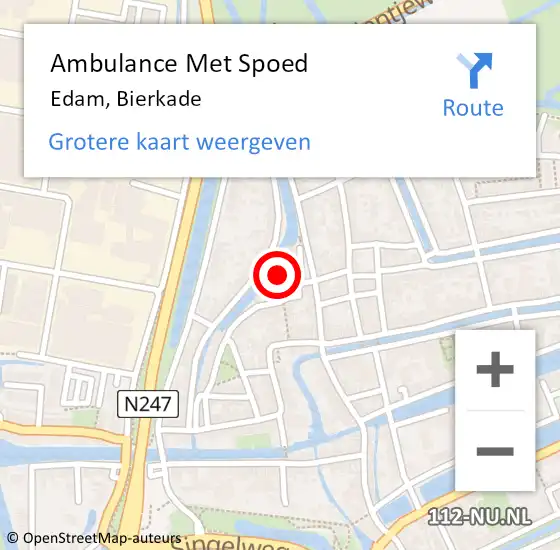 Locatie op kaart van de 112 melding: Ambulance Met Spoed Naar Edam, Bierkade op 26 april 2024 13:50