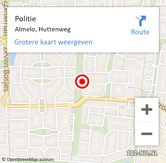 Locatie op kaart van de 112 melding: Politie Almelo, Huttenweg op 26 april 2024 13:52