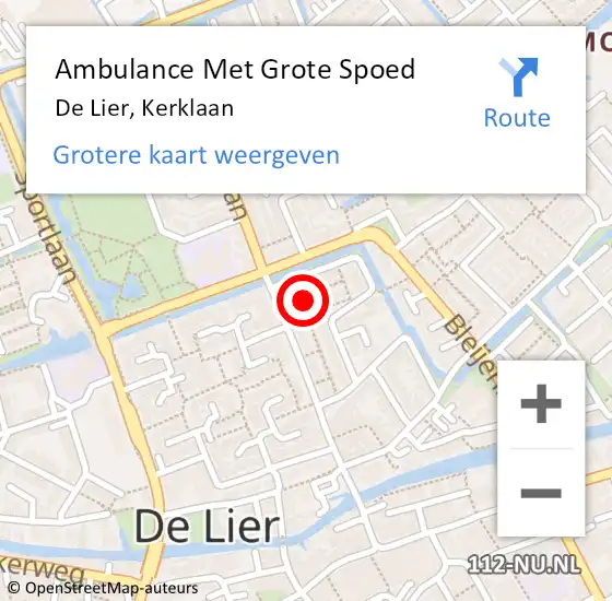 Locatie op kaart van de 112 melding: Ambulance Met Grote Spoed Naar De Lier, Kerklaan op 26 april 2024 13:58