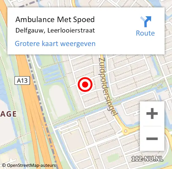 Locatie op kaart van de 112 melding: Ambulance Met Spoed Naar Delfgauw, Leerlooierstraat op 26 april 2024 14:07