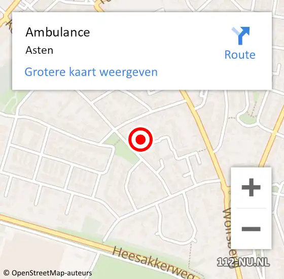 Locatie op kaart van de 112 melding: Ambulance Asten op 26 april 2024 14:10