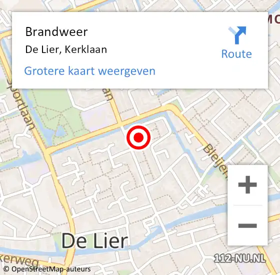 Locatie op kaart van de 112 melding: Brandweer De Lier, Kerklaan op 26 april 2024 14:12