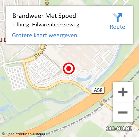 Locatie op kaart van de 112 melding: Brandweer Met Spoed Naar Tilburg, Hilvarenbeekseweg op 26 april 2024 14:14
