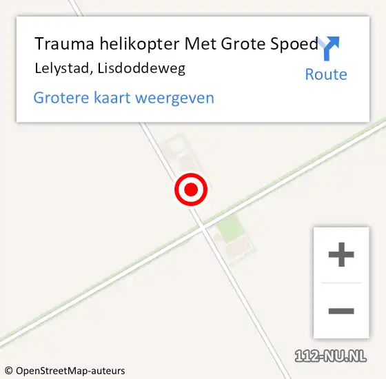 Locatie op kaart van de 112 melding: Trauma helikopter Met Grote Spoed Naar Lelystad, Lisdoddeweg op 26 april 2024 14:27