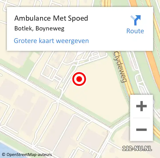 Locatie op kaart van de 112 melding: Ambulance Met Spoed Naar Botlek, Boyneweg op 26 april 2024 14:48