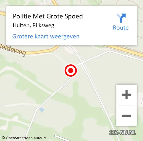 Locatie op kaart van de 112 melding: Politie Met Grote Spoed Naar Hulten, Rijksweg op 26 april 2024 15:08