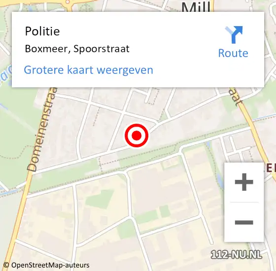 Locatie op kaart van de 112 melding: Politie Boxmeer, Spoorstraat op 26 april 2024 15:11