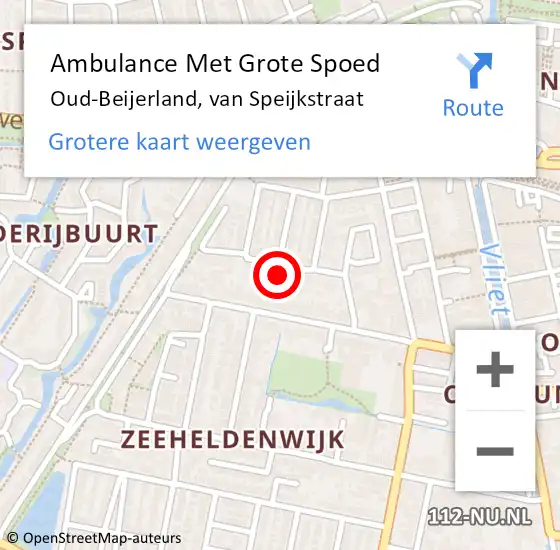 Locatie op kaart van de 112 melding: Ambulance Met Grote Spoed Naar Oud-Beijerland, van Speijkstraat op 26 april 2024 15:13