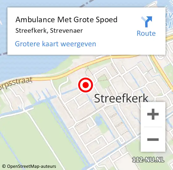 Locatie op kaart van de 112 melding: Ambulance Met Grote Spoed Naar Streefkerk, Strevenaer op 26 april 2024 15:15