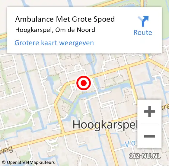 Locatie op kaart van de 112 melding: Ambulance Met Grote Spoed Naar Hoogkarspel, Om de Noord op 26 april 2024 15:20