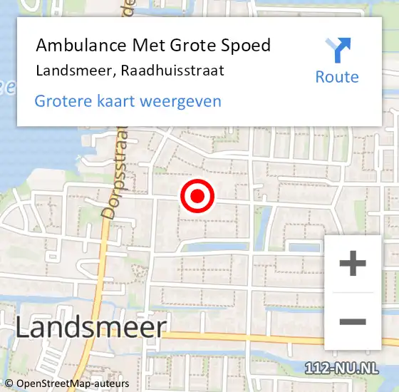 Locatie op kaart van de 112 melding: Ambulance Met Grote Spoed Naar Landsmeer, Raadhuisstraat op 26 april 2024 15:31