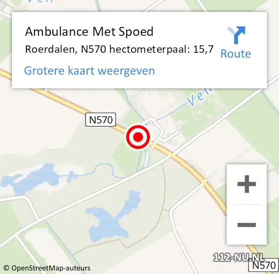 Locatie op kaart van de 112 melding: Ambulance Met Spoed Naar Roerdalen, N570 hectometerpaal: 15,7 op 26 april 2024 15:36
