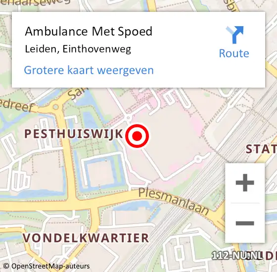 Locatie op kaart van de 112 melding: Ambulance Met Spoed Naar Leiden, Einthovenweg op 26 april 2024 15:44
