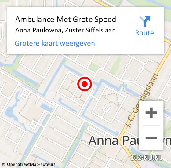 Locatie op kaart van de 112 melding: Ambulance Met Grote Spoed Naar Anna Paulowna, Zuster Siffelslaan op 26 april 2024 15:50