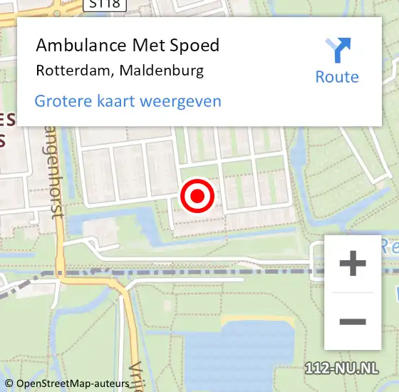 Locatie op kaart van de 112 melding: Ambulance Met Spoed Naar Rotterdam, Maldenburg op 26 april 2024 15:50