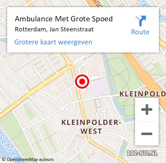 Locatie op kaart van de 112 melding: Ambulance Met Grote Spoed Naar Rotterdam, Jan Steenstraat op 26 april 2024 15:56