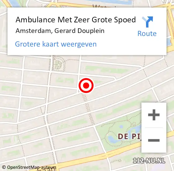 Locatie op kaart van de 112 melding: Ambulance Met Zeer Grote Spoed Naar Amsterdam, Gerard Douplein op 26 april 2024 16:00