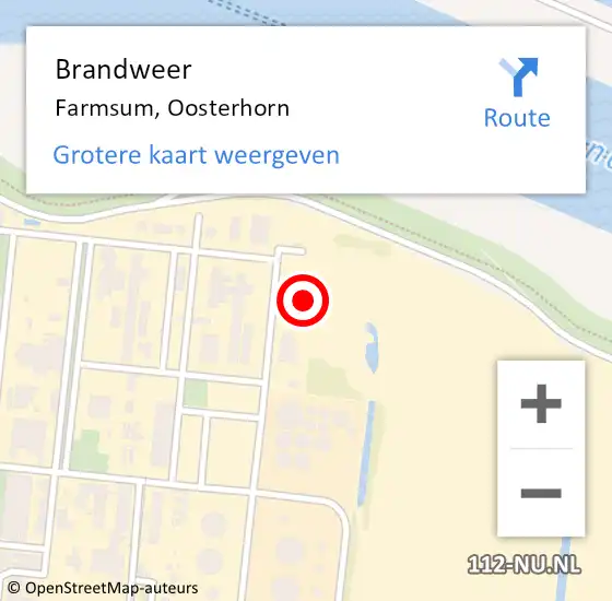Locatie op kaart van de 112 melding: Brandweer Farmsum, Oosterhorn op 26 april 2024 16:07
