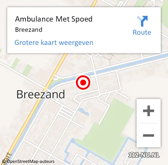 Locatie op kaart van de 112 melding: Ambulance Met Spoed Naar Breezand op 26 april 2024 16:24