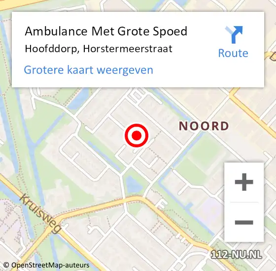 Locatie op kaart van de 112 melding: Ambulance Met Grote Spoed Naar Hoofddorp, Horstermeerstraat op 26 april 2024 16:35