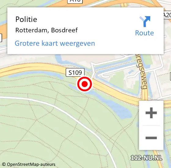 Locatie op kaart van de 112 melding: Politie Rotterdam, Bosdreef op 26 april 2024 16:41