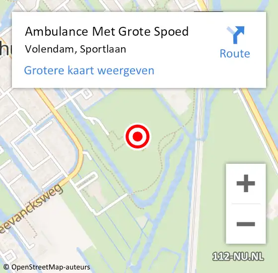 Locatie op kaart van de 112 melding: Ambulance Met Grote Spoed Naar Volendam, Sportlaan op 26 april 2024 16:48