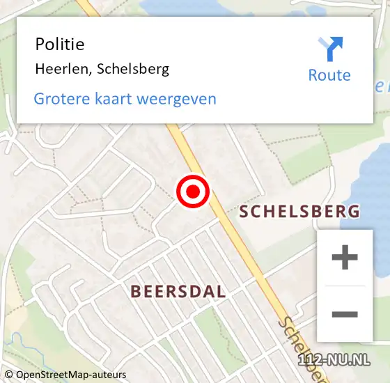 Locatie op kaart van de 112 melding: Politie Heerlen, Schelsberg op 26 april 2024 17:18