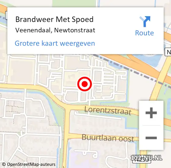Locatie op kaart van de 112 melding: Brandweer Met Spoed Naar Veenendaal, Newtonstraat op 26 april 2024 17:21