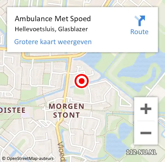 Locatie op kaart van de 112 melding: Ambulance Met Spoed Naar Hellevoetsluis, Glasblazer op 26 april 2024 17:22