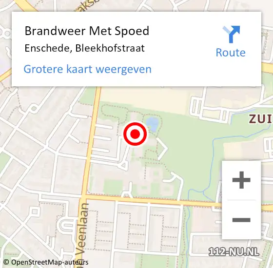 Locatie op kaart van de 112 melding: Brandweer Met Spoed Naar Enschede, Bleekhofstraat op 26 april 2024 17:22