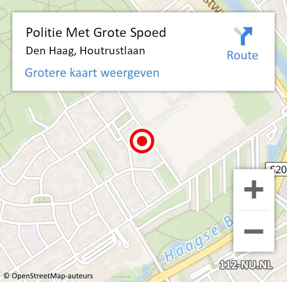 Locatie op kaart van de 112 melding: Politie Met Grote Spoed Naar Den Haag, Houtrustlaan op 26 april 2024 17:27