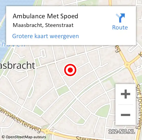 Locatie op kaart van de 112 melding: Ambulance Met Spoed Naar Maasbracht, Steenstraat op 26 april 2024 17:52