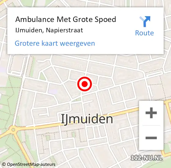 Locatie op kaart van de 112 melding: Ambulance Met Grote Spoed Naar IJmuiden, Napierstraat op 26 april 2024 17:58